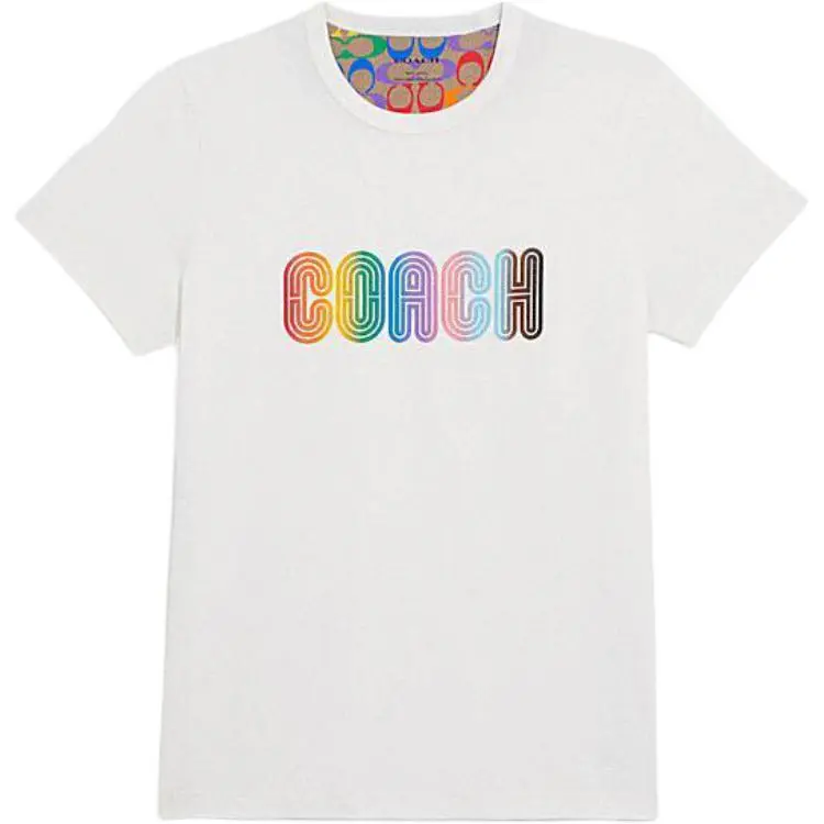COACH T-Shirts Women's White Crew Neck Moderate Straight Fit