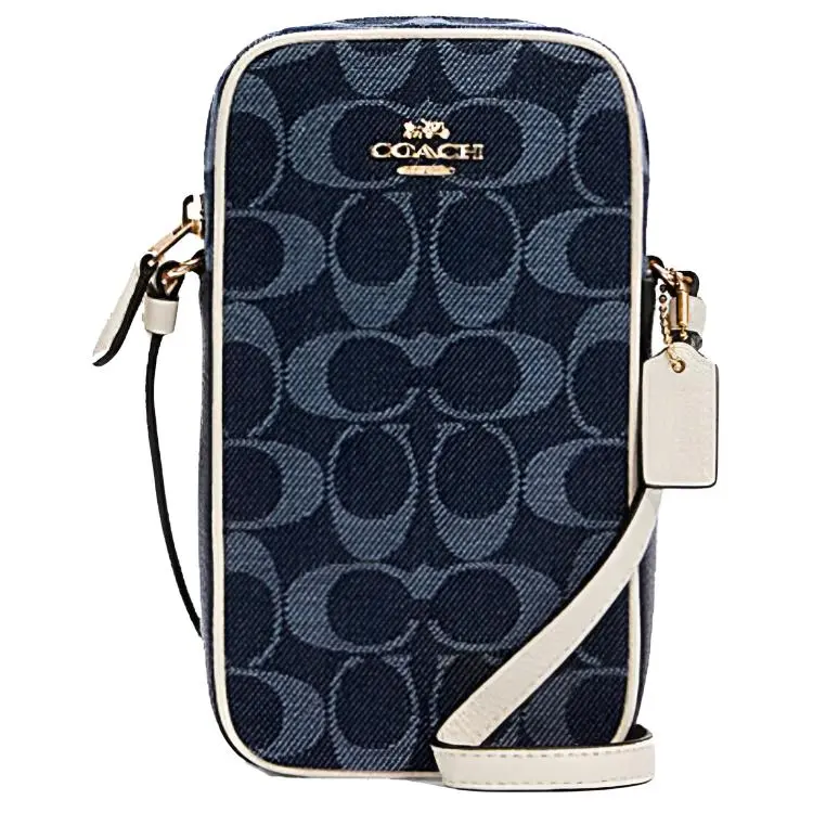 COACH N/S Canvas Crossbody Bags Small Women's Monogram Denim Blue