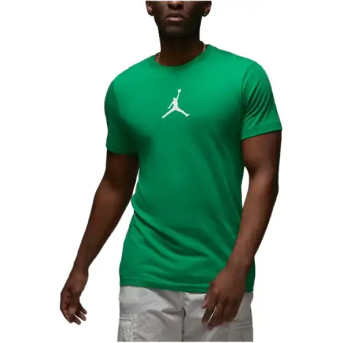 Jordan T Shirts Men's Green Crew Neck Moderate Straight Fit