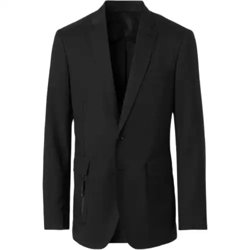 Burberry Slim Fit Zip Detail Wool Tailored Jacket