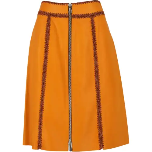 Bottega Veneta Leather Long Skirt Women's