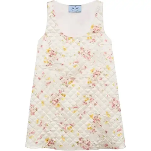 Prada floral quilted satin mini dress