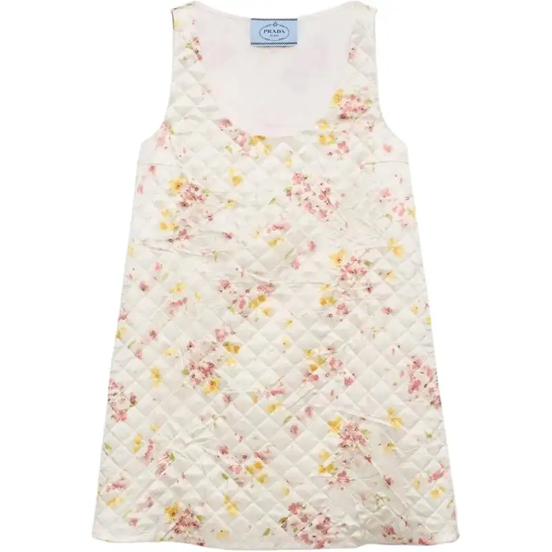 Prada floral quilted satin mini dress