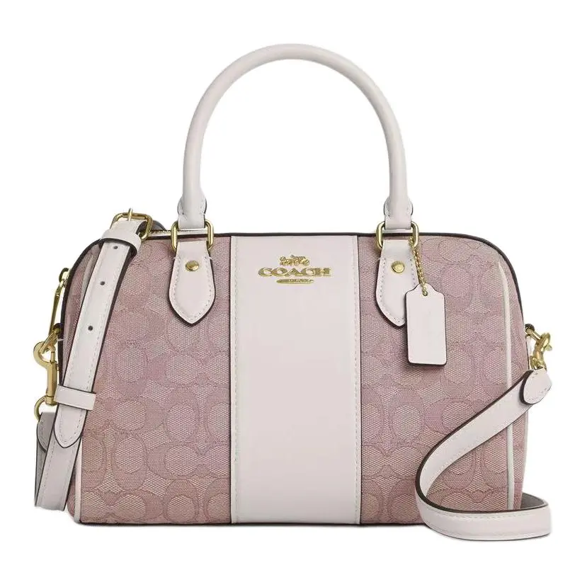 COACH Rowan Cow Leather Shoulder Bag, Crossbody Bag, Handbag Medium Women's White & Purple