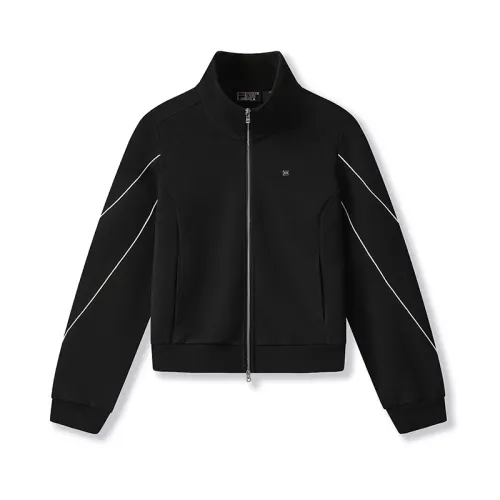 FILA WHITE Jackets Women's Jet Black BK Stand Collar Moderate Other