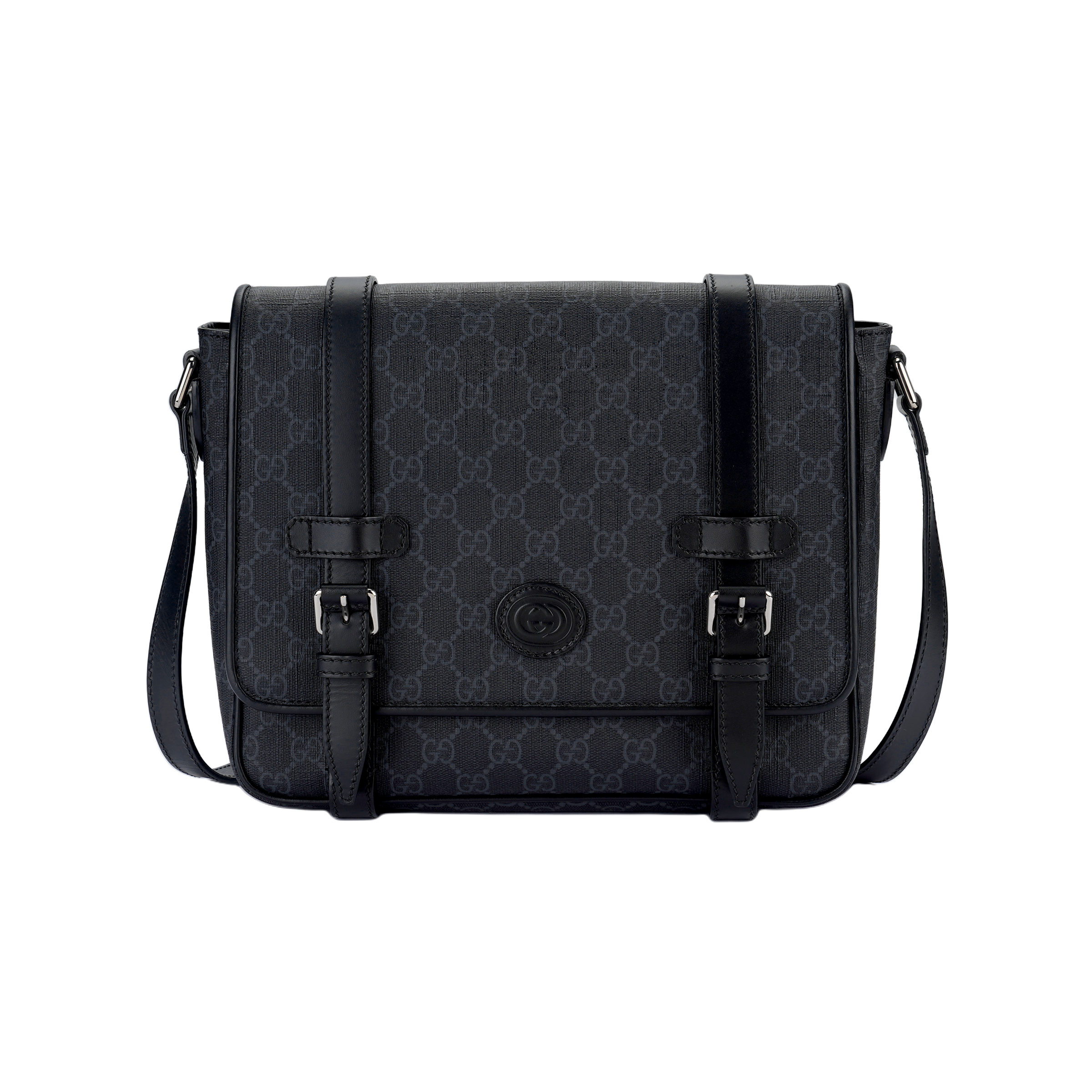Мужская сумка Gucci Logo (черно-серая)