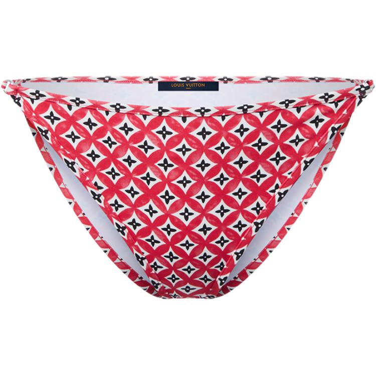 LOUIS VUITTON SS23 geometric pattern all-over slim-fitting swimming trunks for women, rouge color