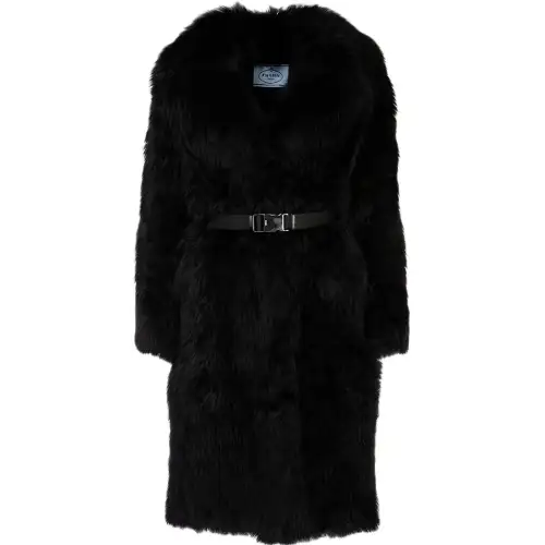 PRADA Furs Women's Black V Neck Moderate