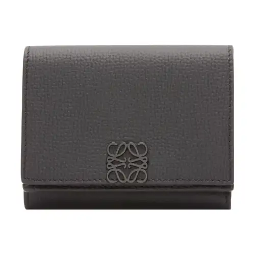 LOEWE Anagram Pebble Texture Calfskin Wallet Women's Black