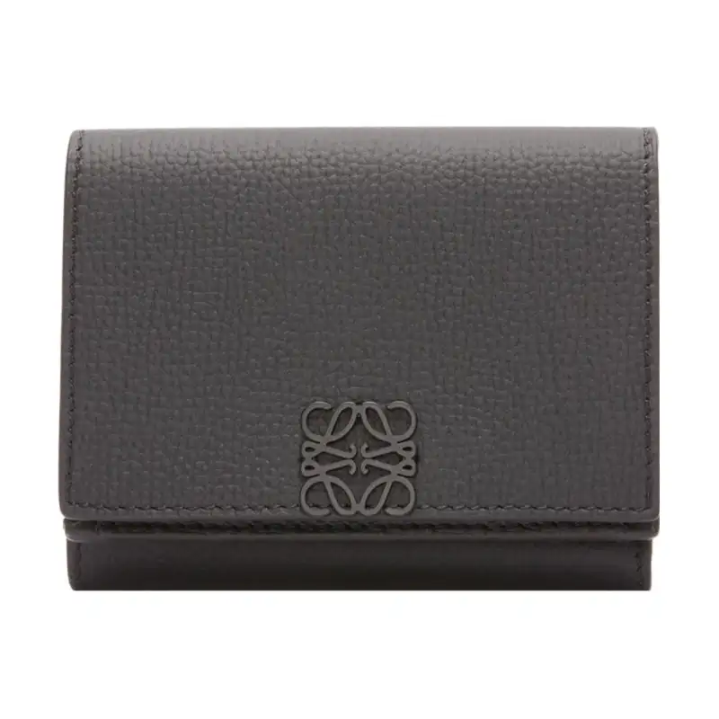 LOEWE Anagram Pebble Texture Calfskin Wallet Women's Black