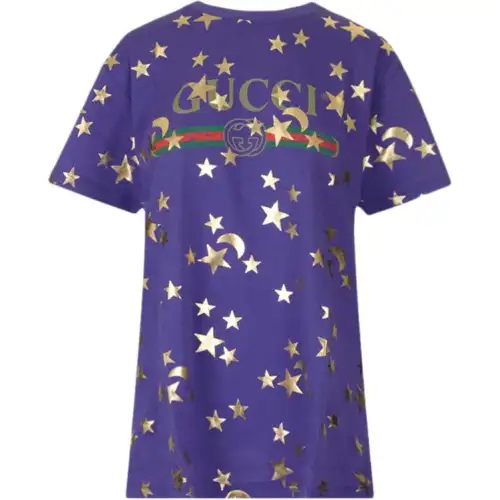 GUCCI T Shirts Women's Purple Crew Neck Moderate Straight Fit