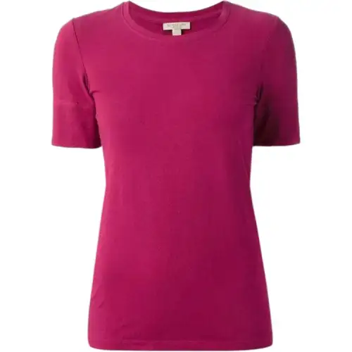 Burberry T Shirts Women's Red Crew Neck Moderate Straight Fit
