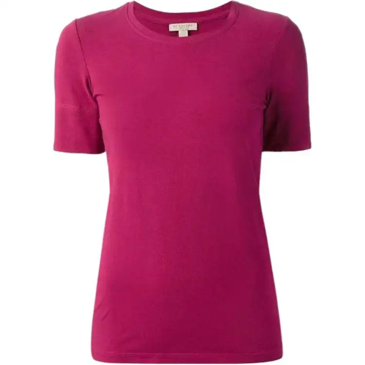Burberry T Shirts Women's Red Crew Neck Moderate Straight Fit