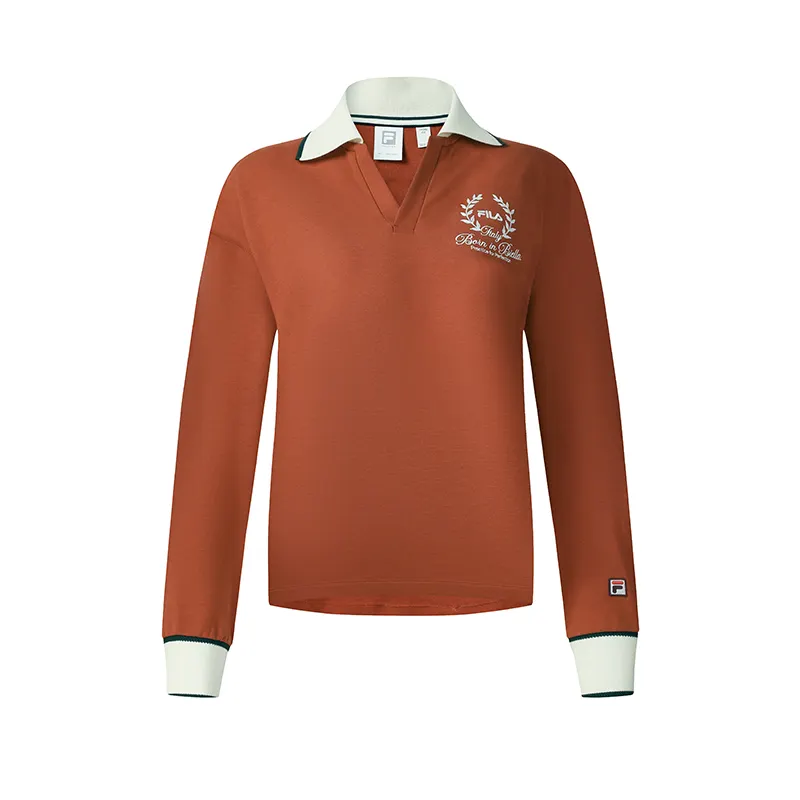 FILA Tennis Pullover Sweatshirt Women's Autumn Sun Dried Red Brown