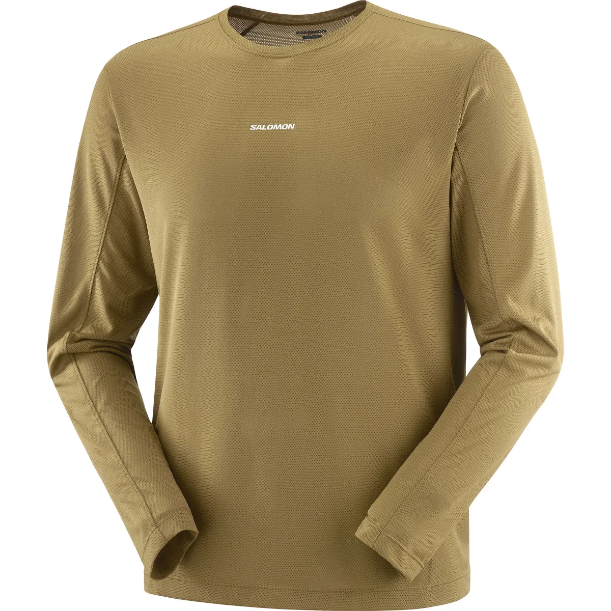 SALOMON T-Shirts Men's Olive Green Crew Neck Moderate