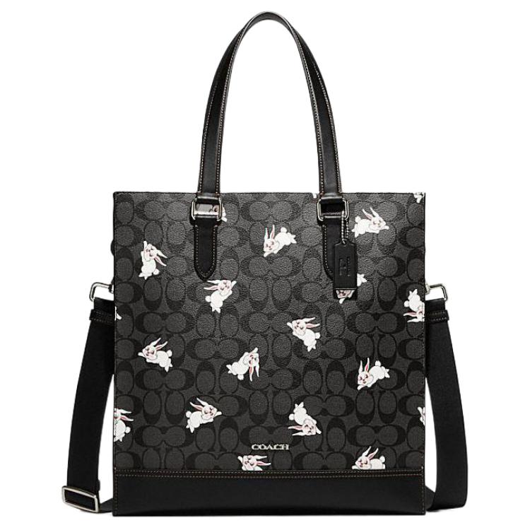 COACH X Big White Rabbit, Collaboration Graham Artificial Leather Tote Bag, Shopping Bag, Crossbody Bag, Handbag Large