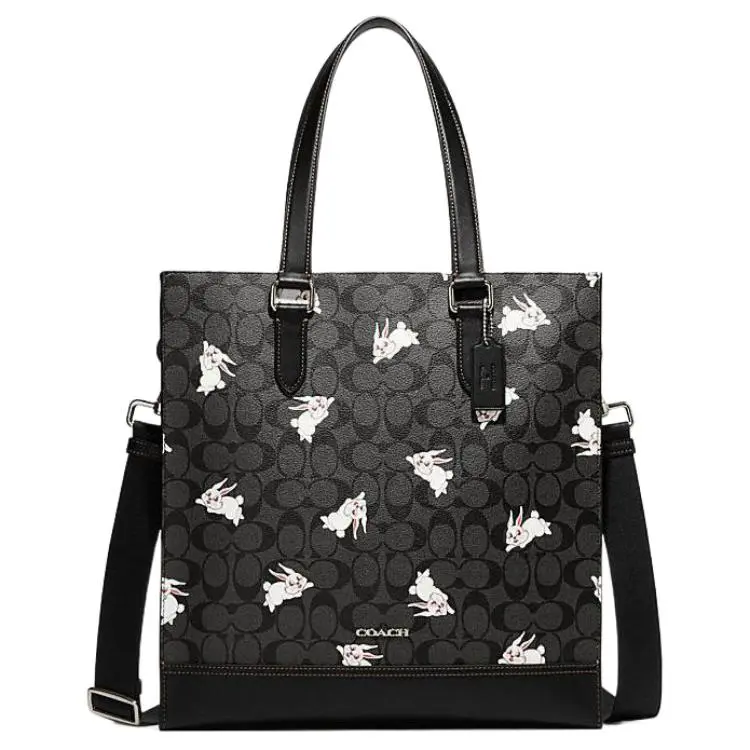 COACH X Big White Rabbit, Collaboration Graham Artificial Leather Tote Bag, Shopping Bag, Crossbody Bag, Handbag Large