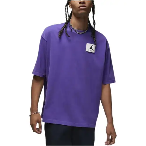 Jordan Flight Essentials T Shirts Men's Purple Crew Neck Moderate Straight Fit