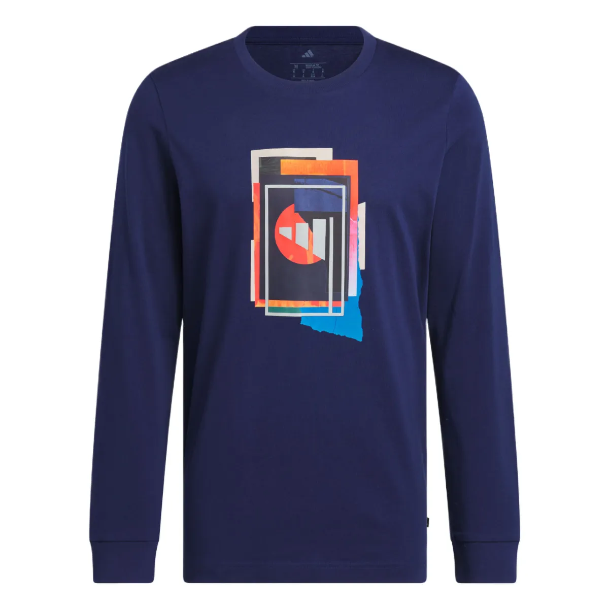 Adidas T-Shirts Men's Marine Blue Crew Neck Moderate Straight Fit