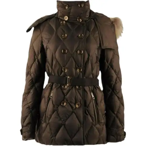 Burberry Down Jackets Women's Brown Stand Collar Moderate Quilted Down Jacket