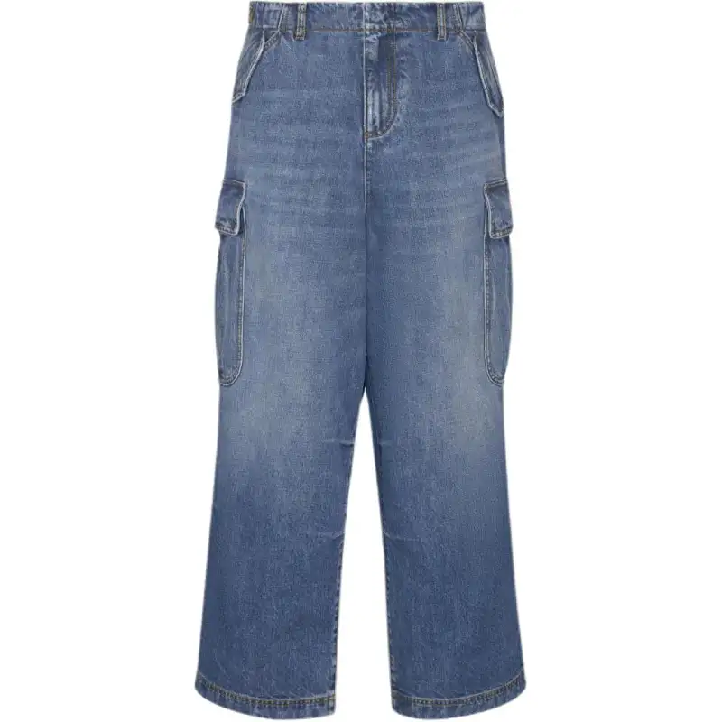 Christian DIOR Logo Patch Wide Leg Jeans