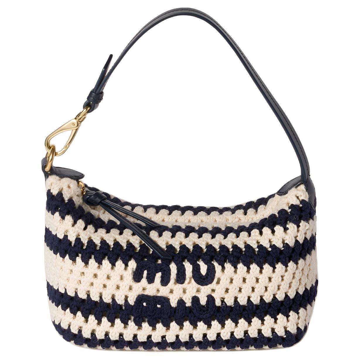 Женская сумка MIU MIU Crochet Tote (бежево-синяя)