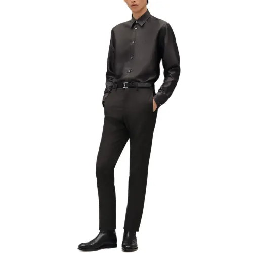 HERMES Shirts Men's Black Lapel Moderate Other