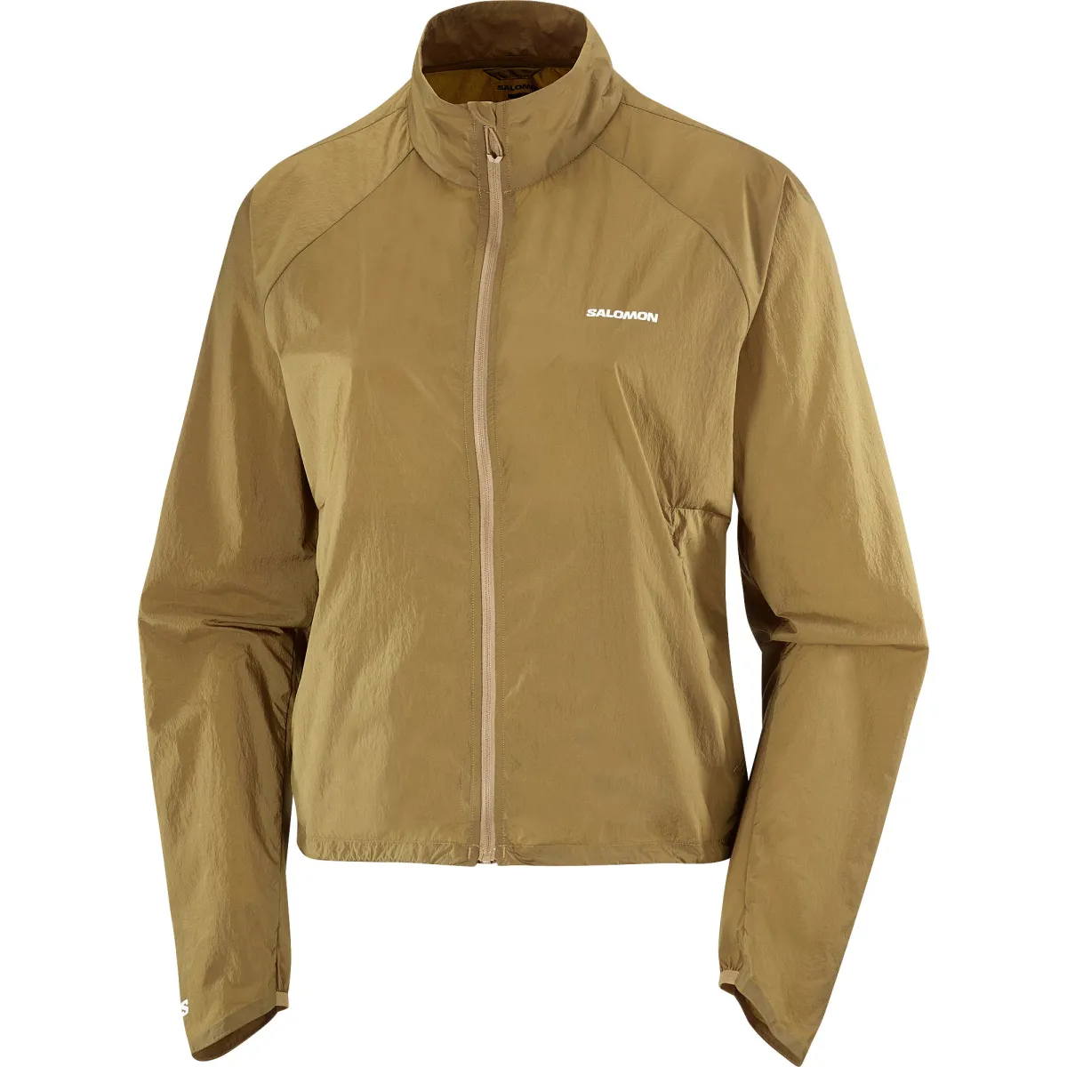 SALOMON Jackets Women's Olive Green Stand Collar Moderate Straight Fit
