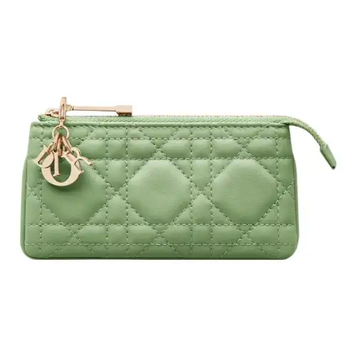 DIOR Lady Dior Sheepskin Clutch Women's Avocado Green