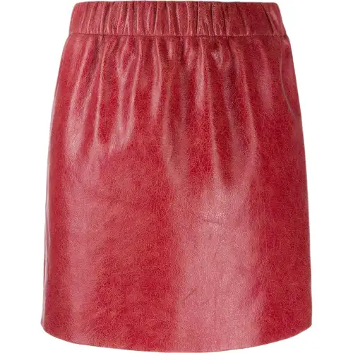 MIU MIU Leather Short Skirts Women's Red Moderate Short Bodycon Skirt