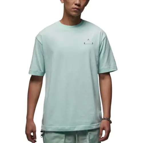 Jordan T Shirts Men's Cyan Crew Neck Moderate Straight Fit