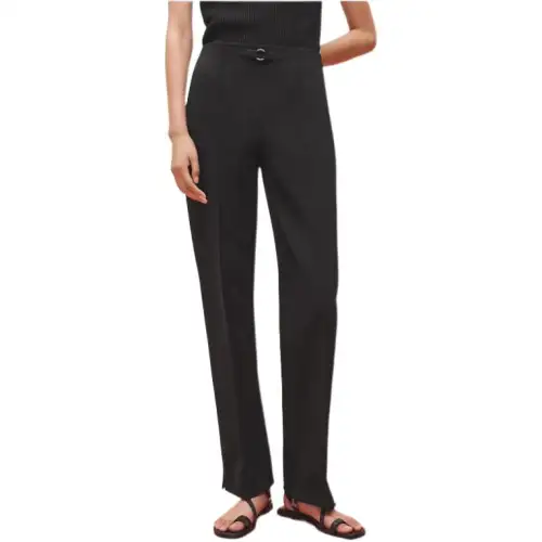 HERMES Casual Pants Women's Black Moderate Straight Fit Pants
