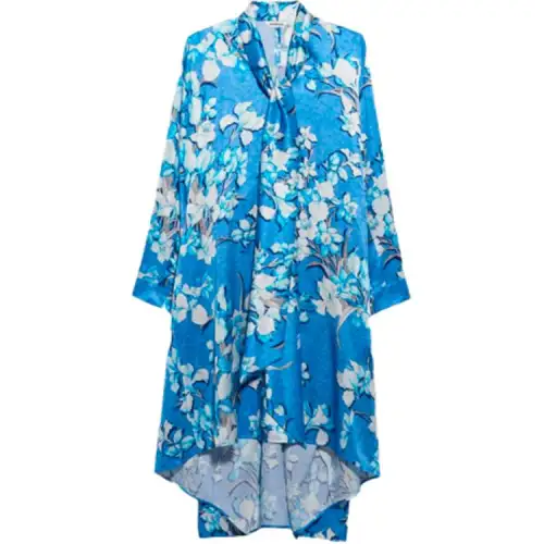 Balenciaga Long Sleeved Dresses Women's Blue V Neck Moderate Mid Length