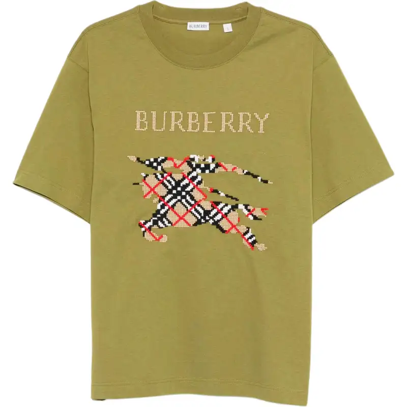 Burberry T Shirts Men's Olive Crew Neck Moderate Straight Fit