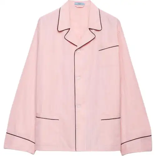 Prada bowling-collar piping cotton shirt