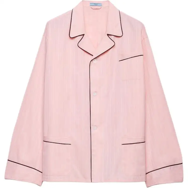 Prada bowling-collar piping cotton shirt