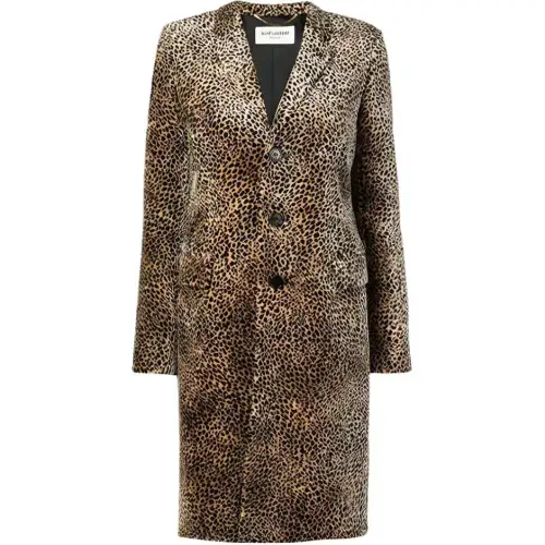SAINT LAURENT Coats Women's Brown Lapel Moderate