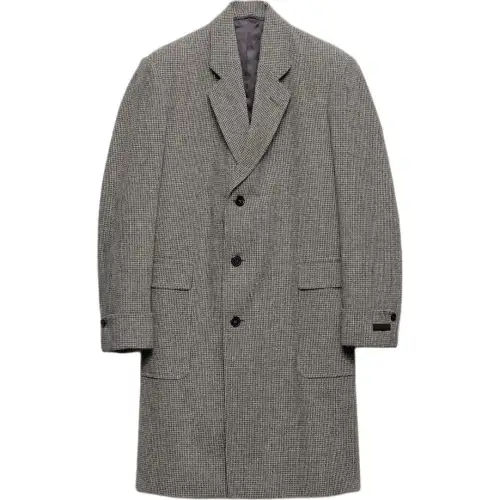 Prada houndstooth-check wool single-breasted coat