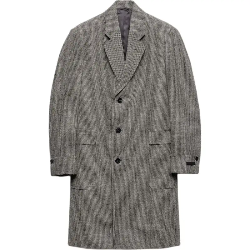Prada houndstooth-check wool single-breasted coat