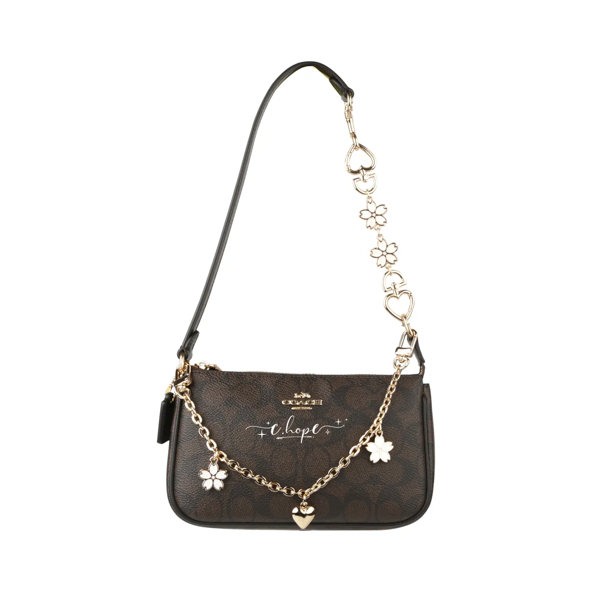 COACH Nolita Canvas One Shoulder Handbag Small Women's Gold & Walnut Black