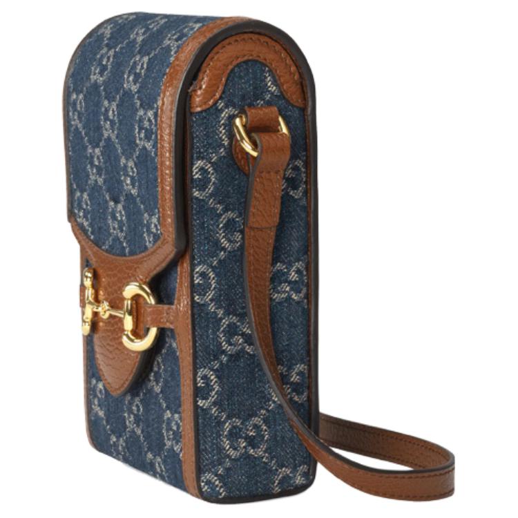 сумка Gucci Horsebit 1955 (сине-коричневая) — фото 3
