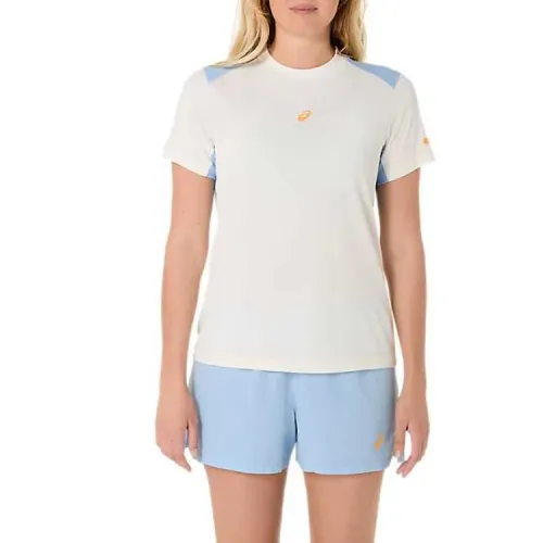 ASICS T Shirts Women's White Crew Neck Moderate Straight Fit