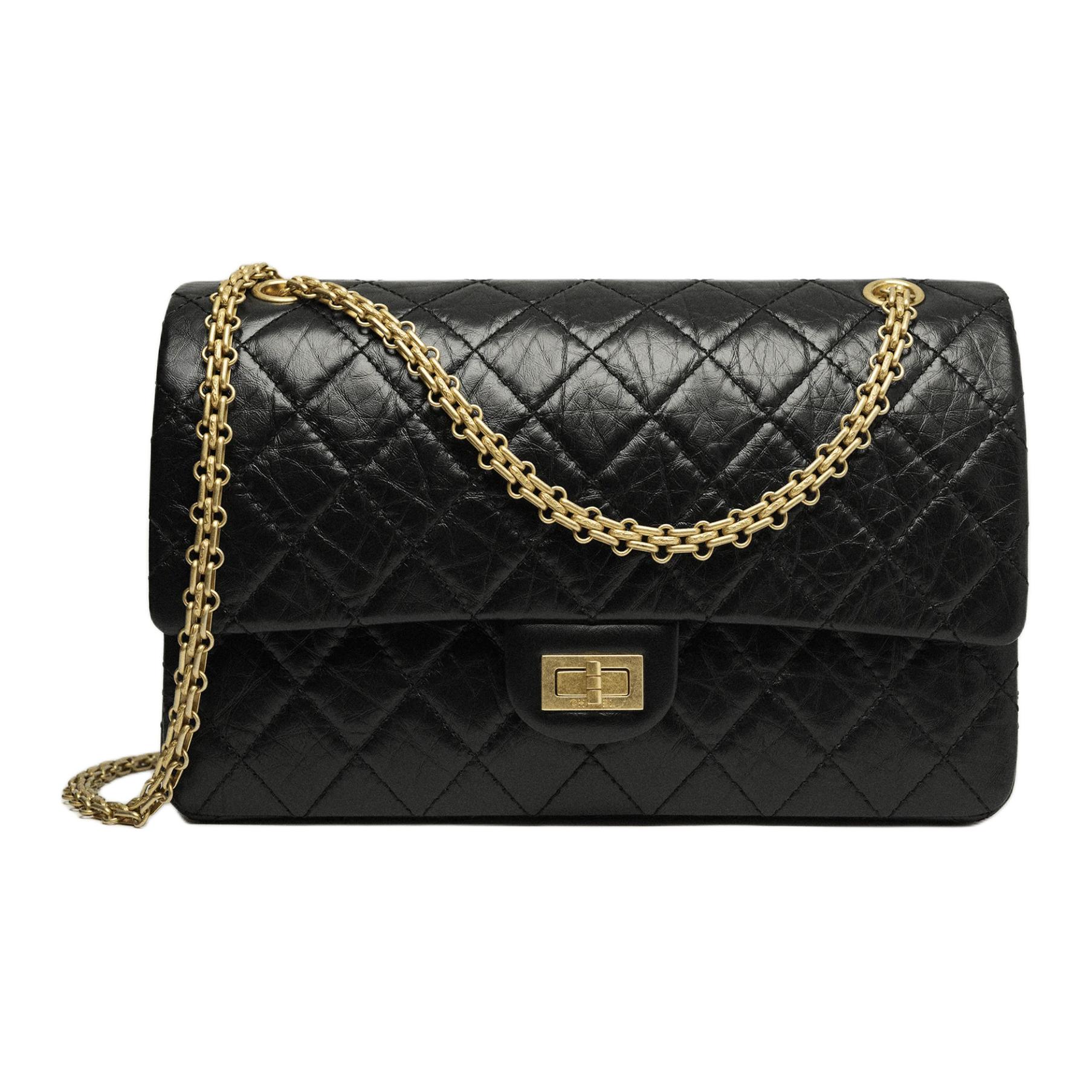 Женская сумка Chanel CHANEL 2.55 25C (черная с золотом)