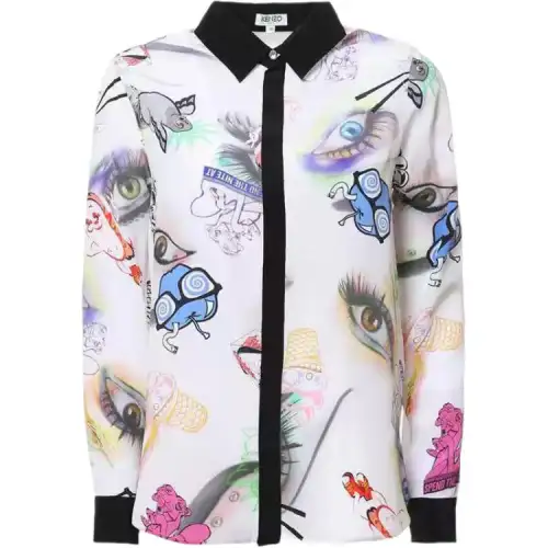 KENZO Shirts Women's White Lapel Moderate Other