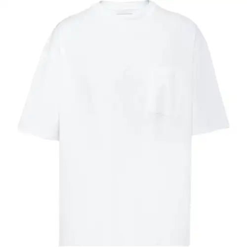 PRADA T Shirts Men's White Crew Neck Moderate Straight Fit