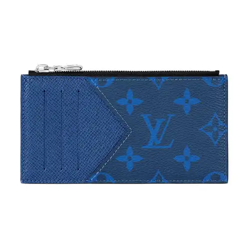 LOUIS VUITTON Coin Card Holder Monogram Pacific Taiga Blue