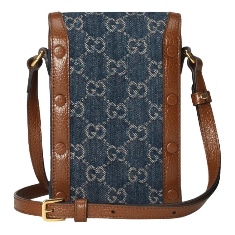 сумка Gucci Horsebit 1955 (сине-коричневая) — фото 2