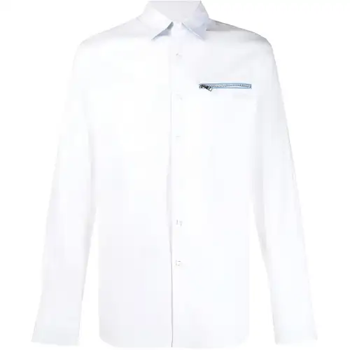 PRADA Shirts Men's White Pointed Collar Moderate Shirt