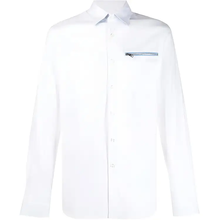 PRADA Shirts Men's White Pointed Collar Moderate Shirt