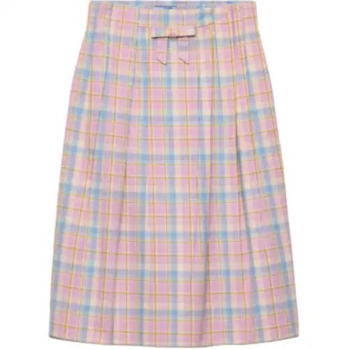 Prada checked bow-detail midi skirt